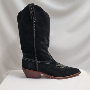 Patricia Nash Bergamo Western Mid-shaft Black Suede Boots (W Size 9.5)